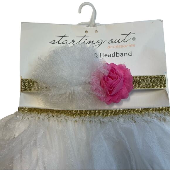 Starting Out Diaper Cover & Headband, Pom Pom Accents & Gold Details, NWT! - Picture 4 of 4